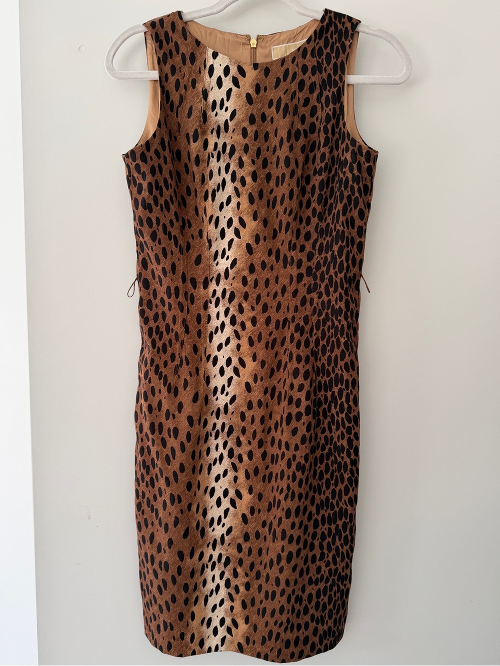 Michael Kors leopard Animal Print Sleeveless Sheath Midi Dress size 2